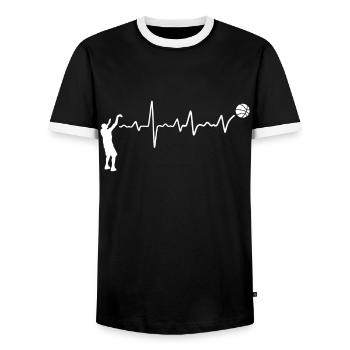 Basketball Heartbeat Coach ECG Joueur de basket-ball - T-shirt contrasté Homme - noir/blanc - Devant - AI Model Female 172 light (172cm) & AI Model Male 178 light (178cm)