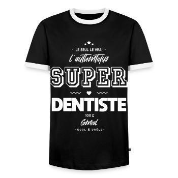L authentique super dentiste génial - T-shirt contrasté Homme - noir/blanc - Devant - AI Model Female 172 light (172cm) & AI Model Male 178 light (178cm)