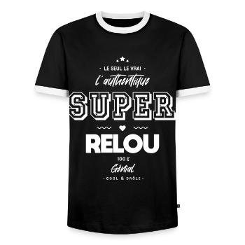 L authentique super relou génial - T-shirt contrasté Homme - noir/blanc - Devant - AI Model Female 172 light (172cm) & AI Model Male 178 light (178cm)