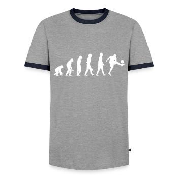 Entraîneur d’évolution du football Joueur de football - T-shirt contrasté Homme - gris/marine  - Devant - AI Model Female 172 light (172cm) & AI Model Male 178 light (178cm)