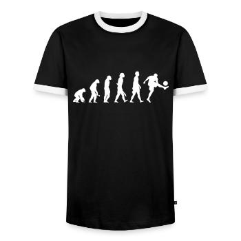 Football Evolution Coach Football Player - Men's Ringer Shirt - black/white - Front - AI Model Female 172 light (172cm) & AI Model Male 178 light (178cm)