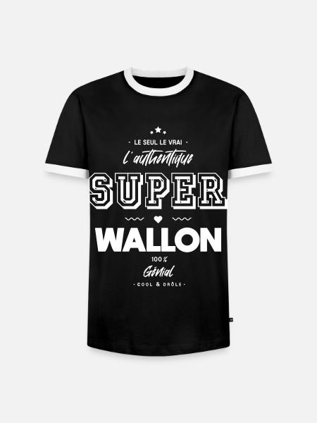 L authentique super wallon génial - T-shirt contrasté Homme - noir/blanc