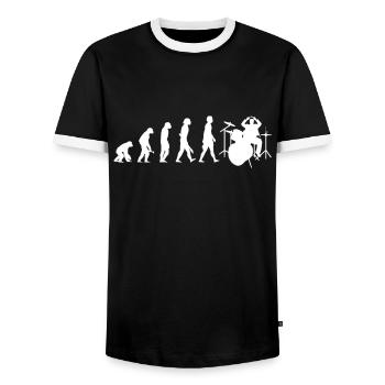 Schlagzeug Evolution Drummer Schlagzeuger - Männer Kontrast-T-Shirt - Schwarz/Weiß - Vorne - AI Model Female 172 light (172cm) & AI Model Male 178 light (178cm)