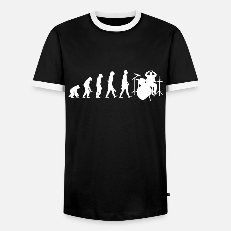 Schlagzeug Evolution Drummer Schlagzeuger - Männer Kontrast-T-Shirt - Schwarz/Weiß