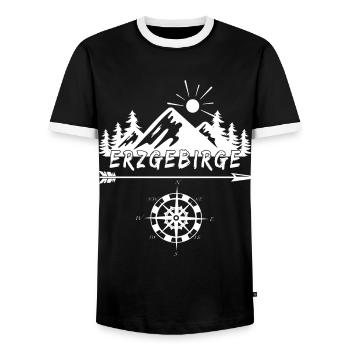 design erzgebirge 03 W - Männer Kontrast-T-Shirt - Schwarz/Weiß - Vorne - AI Model Female 172 light (172cm) & AI Model Male 178 light (178cm)