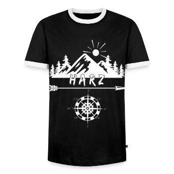 Harz - Männer Kontrast-T-Shirt - Schwarz/Weiß - Vorne - AI Model Female 172 light (172cm) & AI Model Male 178 light (178cm)