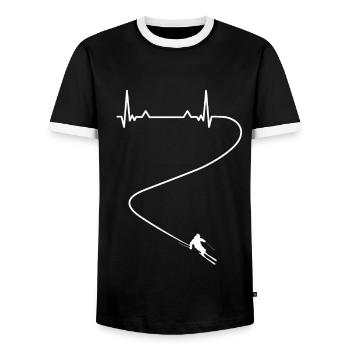 Skieurs Sports Heartbeat - T-shirt contrasté Homme - noir/blanc - Devant - AI Model Female 172 light (172cm) & AI Model Male 178 light (178cm)