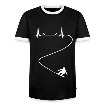 Heartbeat Pulse ECG Snowboard SnowboardEr - T-shirt contrasté Homme - noir/blanc - Devant - AI Model Female 172 light (172cm) & AI Model Male 178 light (178cm)
