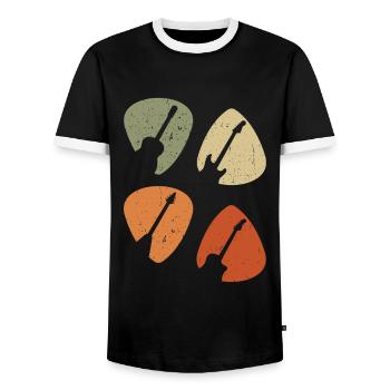 Guitariste Guitariste Guitariste Guitariste Vintage - T-shirt contrasté Homme - noir/blanc - Devant - AI Model Female 172 light (172cm) & AI Model Male 178 light (178cm)