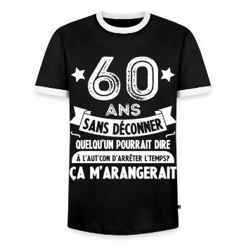 60 Ans Cadeau D'anniversaire 60 Ans - T-shirt contrasté Homme - noir/blanc - Devant - AI Model Female 172 light (172cm) & AI Model Male 178 light (178cm)