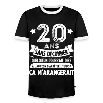 20 ans anniversaire 20 anniversaire cadeau 20 ans - T-shirt contrasté Homme - noir/blanc - Devant - AI Model Female 172 light (172cm) & AI Model Male 178 light (178cm)