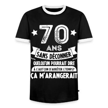 70 ans anniversaire 70 anniversaire cadeau 70 ans - T-shirt contrasté Homme - noir/blanc - Devant - AI Model Female 172 light (172cm) & AI Model Male 178 light (178cm)