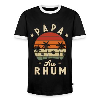 Papa Au Rhum Humour Cadeau Fête Des Pères - T-shirt contrasté Homme - noir/blanc - Devant - AI Model Female 172 light (172cm) & AI Model Male 178 light (178cm)