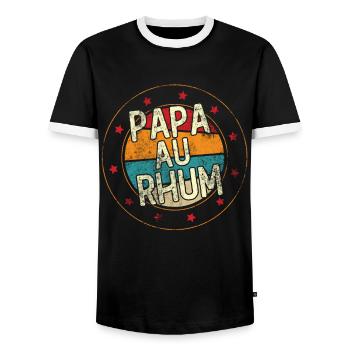 Papa Au Rhum Humour Cadeau Fête Des Pères - T-shirt contrasté Homme - noir/blanc - Devant - AI Model Female 172 light (172cm) & AI Model Male 178 light (178cm)