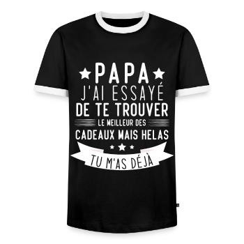 Papa J'ai Essayé De Te Trouver Le Meilleur Cadeau - T-shirt contrasté Homme - noir/blanc - Devant - AI Model Female 172 light (172cm) & AI Model Male 178 light (178cm)