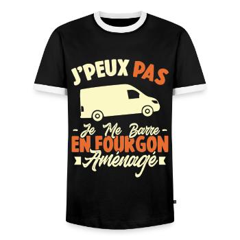J'peux pas j'me barre en fourgon aménagé - T-shirt contrasté Homme - noir/blanc - Devant - AI Model Female 172 light (172cm) & AI Model Male 178 light (178cm)