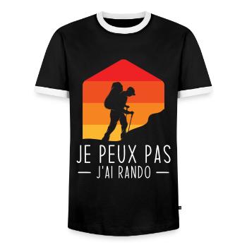 J'peux Pas J'ai Rando - T-shirt contrasté Homme - noir/blanc - Devant - AI Model Female 172 light (172cm) & AI Model Male 178 light (178cm)