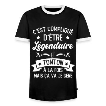 Légendaire et Tonton Humour Cadeau Pour Tonton - T-shirt contrasté Homme - noir/blanc - Devant - AI Model Female 172 light (172cm) & AI Model Male 178 light (178cm)