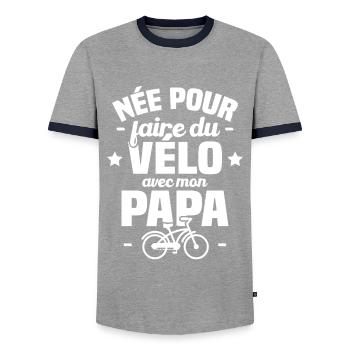 Née pour faire du vélo avec mon papa humour cadeau - T-shirt contrasté Homme - gris/marine  - Devant - AI Model Female 172 light (172cm) & AI Model Male 178 light (178cm)