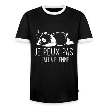 Je Peux Pas J'ai La Flemme - T-shirt contrasté Homme - noir/blanc - Devant - AI Model Female 172 light (172cm) & AI Model Male 178 light (178cm)