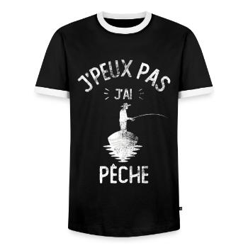 J'peux pas j'ai pêche - T-shirt contrasté Homme - noir/blanc - Devant - AI Model Female 172 light (172cm) & AI Model Male 178 light (178cm)