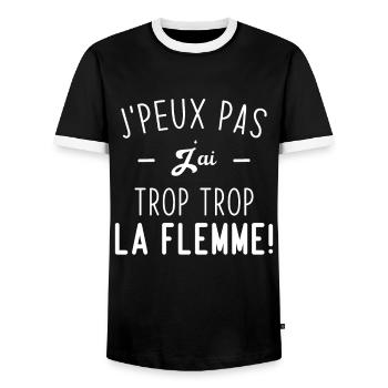 J'peux Pas J'ai trop trop La Flemme - T-shirt contrasté Homme - noir/blanc - Devant - AI Model Female 172 light (172cm) & AI Model Male 178 light (178cm)