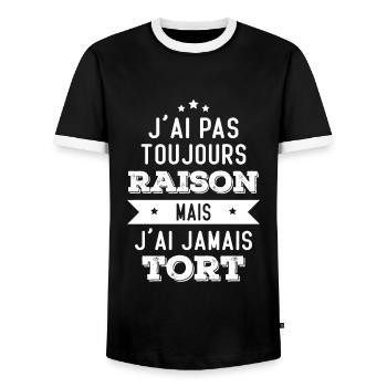 J'ai pas toujours raison mais j'ai jamais tort - T-shirt contrasté Homme - noir/blanc - Devant - AI Model Female 172 light (172cm) & AI Model Male 178 light (178cm)