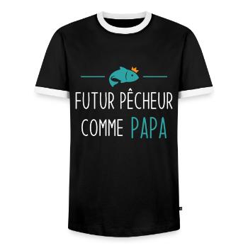 Futur pêcheur comme papa humour cadeau pêcheur - T-shirt contrasté Homme - noir/blanc - Devant - AI Model Female 172 light (172cm) & AI Model Male 178 light (178cm)