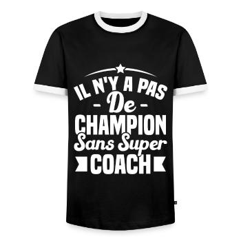 il n y a pas de champion sans super coach - T-shirt contrasté Homme - noir/blanc - Devant - AI Model Female 172 light (172cm) & AI Model Male 178 light (178cm)