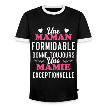 Maman Formidable Donne Mamie Exceptionnelle - T-shirt contrasté Homme - noir/blanc - Devant - AI Model Female 172 light (172cm) & AI Model Male 178 light (178cm)