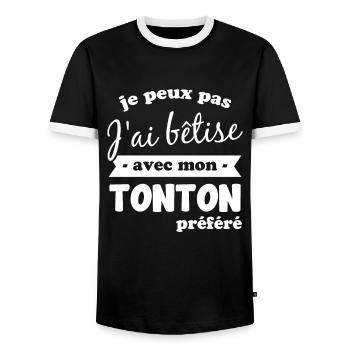 J'ai Bêtise Avec Mon Tonton Préféré Cadeau Tonton - T-shirt contrasté Homme - noir/blanc - Devant - AI Model Female 172 light (172cm) & AI Model Male 178 light (178cm)