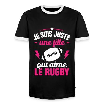 Je suis juste une fille qui aime le rugby - T-shirt contrasté Homme - noir/blanc - Devant - AI Model Female 172 light (172cm) & AI Model Male 178 light (178cm)