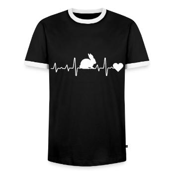 Rabbit Heartbeat Rabbit Easter Rabbit - Men's Ringer Shirt - black/white - Front - AI Model Female 172 light (172cm) & AI Model Male 178 light (178cm)