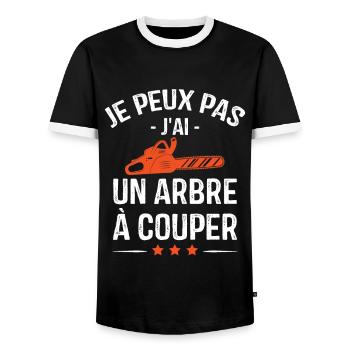 Je Peux Pas J'ai Un Arbre à Couper - T-shirt contrasté Homme - noir/blanc - Devant - AI Model Female 172 light (172cm) & AI Model Male 178 light (178cm)
