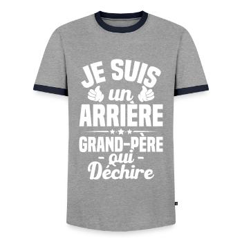 Ich bin ein Urgroßvater, der weint - Männer Kontrast-T-Shirt - Grau/Navy  - Vorne - AI Model Female 172 light (172cm) & AI Model Male 178 light (178cm)