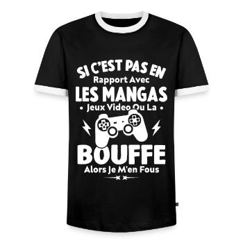 Si C'est Pas En Rapport Avec Les Mangas Jeux Vidéo - T-shirt contrasté Homme - noir/blanc - Devant - AI Model Female 172 light (172cm) & AI Model Male 178 light (178cm)