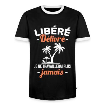 Libéré Délivré Je Ne Travaillerai Plus Jamais - T-shirt contrasté Homme - noir/blanc - Devant - AI Model Female 172 light (172cm) & AI Model Male 178 light (178cm)