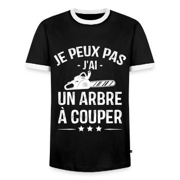 Je Peux Pas J'ai Un Arbre à Couper - T-shirt contrasté Homme - noir/blanc - Devant - AI Model Female 172 light (172cm) & AI Model Male 178 light (178cm)