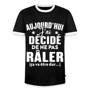 Aujourd'hui j'ai décidé de ne pas râler - T-shirt contrasté Homme - noir/blanc - Devant - AI Model Female 172 light (172cm) & AI Model Male 178 light (178cm)