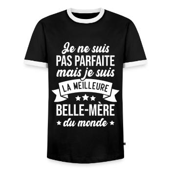 Pas parfaite mais la meilleure Belle mère du monde - T-shirt contrasté Homme - noir/blanc - Devant - AI Model Female 172 light (172cm) & AI Model Male 178 light (178cm)
