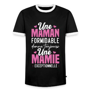 Maman Formidable Donne Mamie Exceptionnelle - T-shirt contrasté Homme - noir/blanc - Devant - AI Model Female 172 light (172cm) & AI Model Male 178 light (178cm)