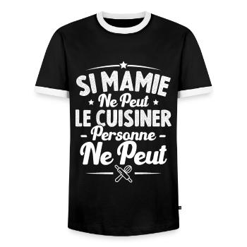Si Mamie Ne Peut Le Cuisiner Personne Ne Peut - T-shirt contrasté Homme - noir/blanc - Devant - AI Model Female 172 light (172cm) & AI Model Male 178 light (178cm)
