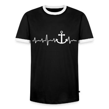 Anker Herzschlag Norden Kapitän - Männer Kontrast-T-Shirt - Schwarz/Weiß - Vorne - AI Model Female 172 light (172cm) & AI Model Male 178 light (178cm)