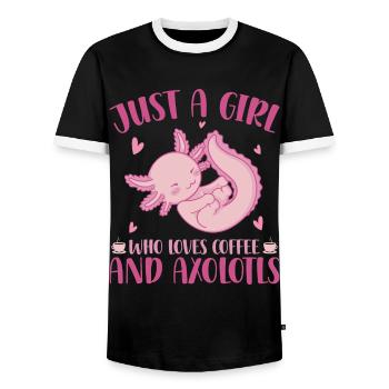 Axolotl - Men's Ringer Shirt - black/white - Front - AI Model Female 172 light (172cm) & AI Model Male 178 light (178cm)