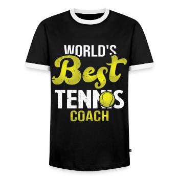 Worlds best tennis coach, Cadeau pour tennis coach - T-shirt contrasté Homme - noir/blanc - Devant - AI Model Female 172 light (172cm) & AI Model Male 178 light (178cm)