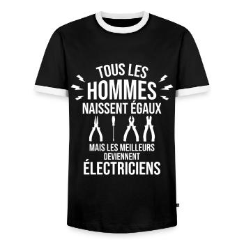 Les Meilleurs Hommes Deviennent Électriciens - T-shirt contrasté Homme - noir/blanc - Devant - AI Model Female 172 light (172cm) & AI Model Male 178 light (178cm)