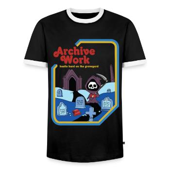 Travail d’archives - Hustle Hard On The Graveyard - T-shirt contrasté Homme - noir/blanc - Devant - AI Model Female 172 light (172cm) & AI Model Male 178 light (178cm)