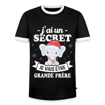 J'ai un secret je vais Être grande frère - T-shirt contrasté Homme - noir/blanc - Devant - AI Model Female 172 light (172cm) & AI Model Male 178 light (178cm)