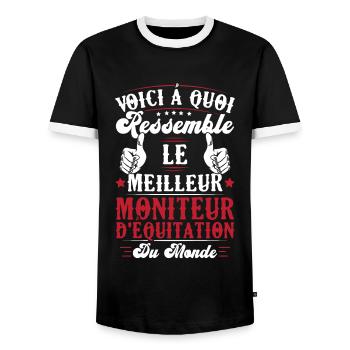 Le meilleur moniteur d'équitation du monde - T-shirt contrasté Homme - noir/blanc - Devant - AI Model Female 172 light (172cm) & AI Model Male 178 light (178cm)