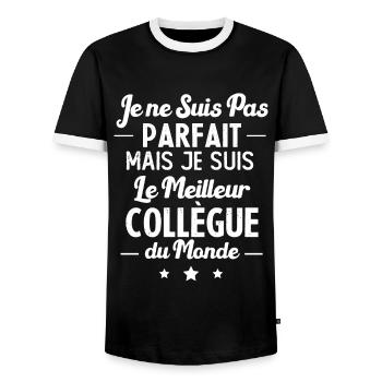 Pas parfait mais le meilleur collègue du monde - T-shirt contrasté Homme - noir/blanc - Devant - AI Model Female 172 light (172cm) & AI Model Male 178 light (178cm)